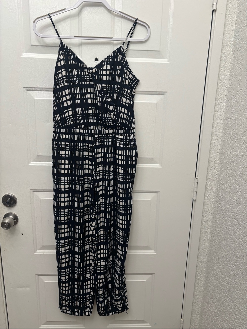 Madewell Black & White Strapless Patterned Jumpsuit